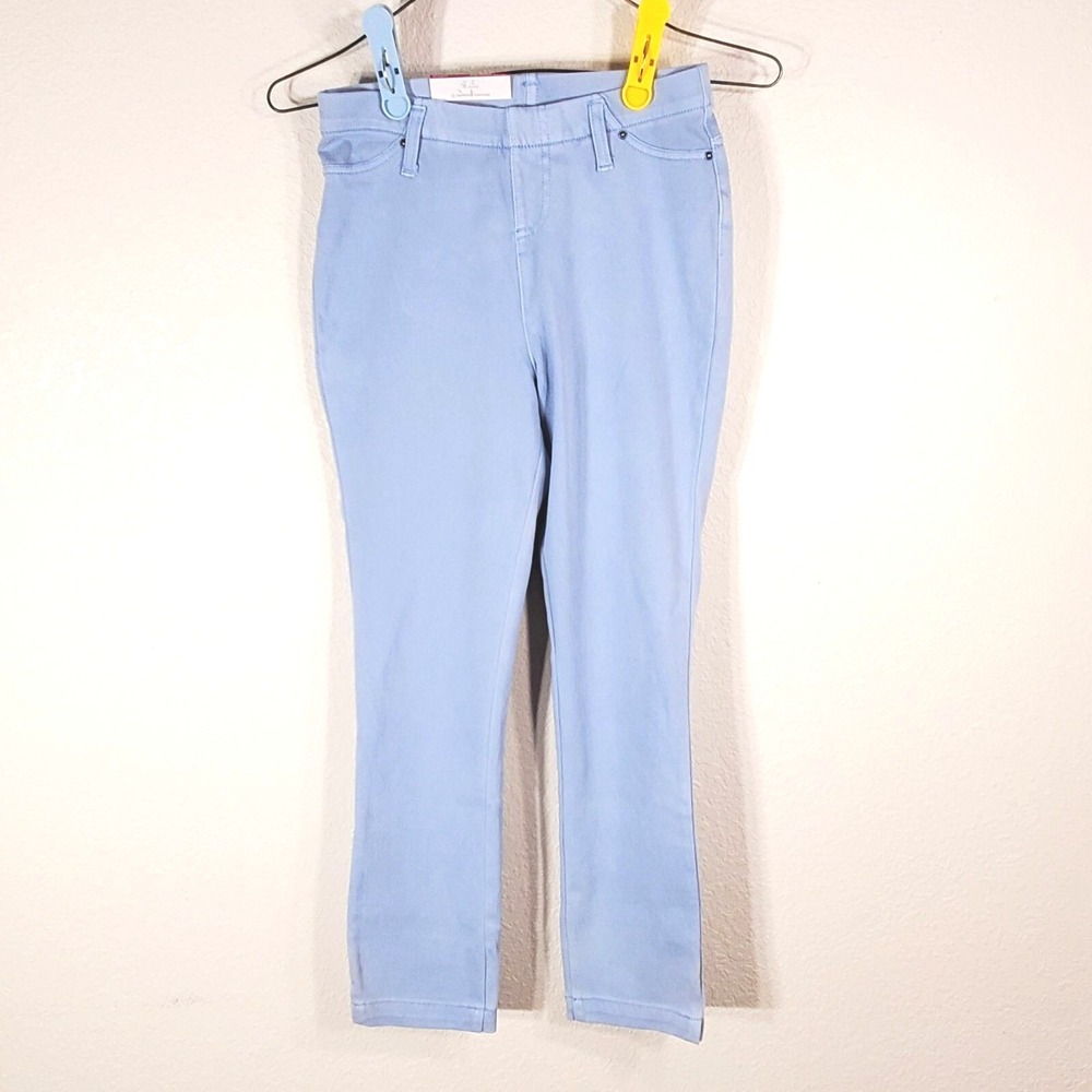 Time And Tru Womens XS Extra Small Stretch Fitted Capri Pants Light Blue